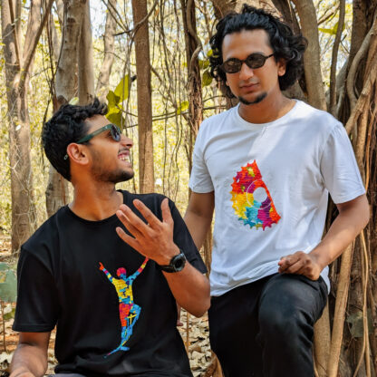 Calyz Black T-Shirt with Multi Colored Cycling Winner - Image 3